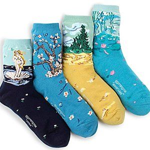Art Painting Socks (4) Van Gogh + Monet, Boticelli
